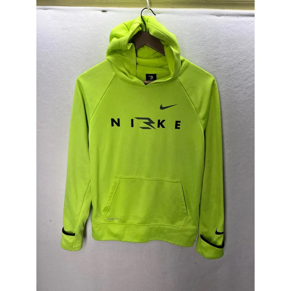 Nike 3 Brand Hoodie Boys Large Neon‎ Yellow Dri-FIT Russell Wilson 3386